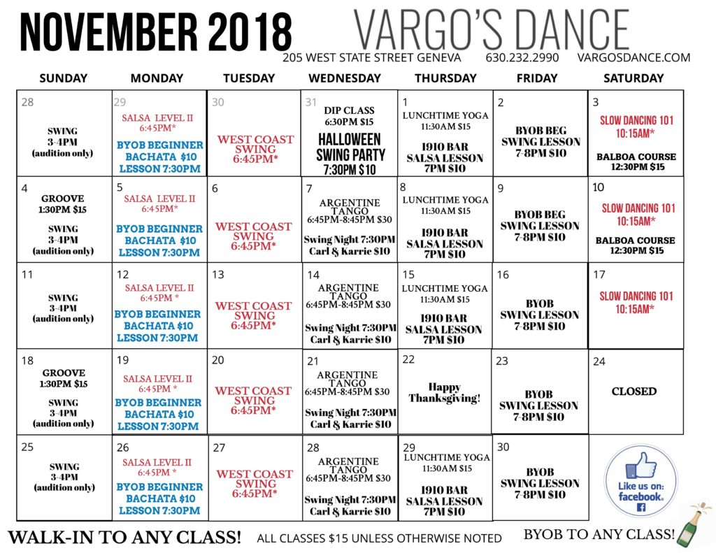 Nov calendar Vargo #39 s Dance Geneva